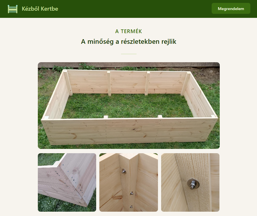 Kézből Kertbe weboldal képernyőkép